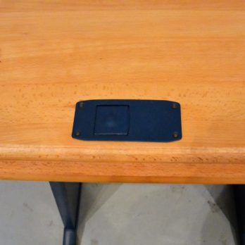 Petit bureau bois/bleu et sa chaise